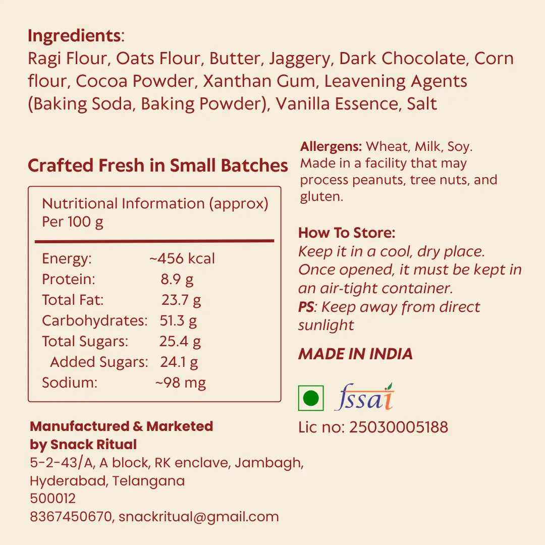 Ragi Double Chocolate Cookies | Gluten Free