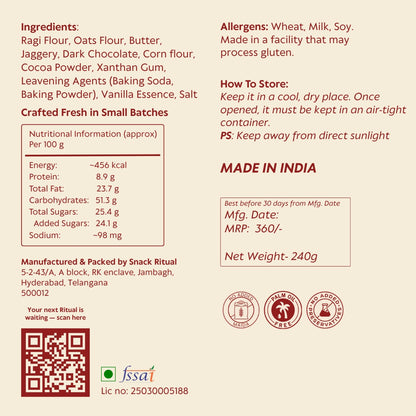 Ragi Double Chocolate Mini Cookies (Gluten Free)