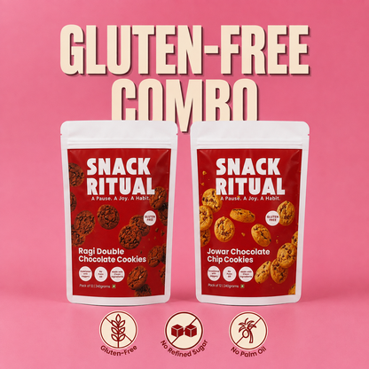 Gluten-Free Combo — Ragi Double Chocolate and Jowar Chocolate Chip Cookies by Snack Ritual, naturally gluten-free, no maida